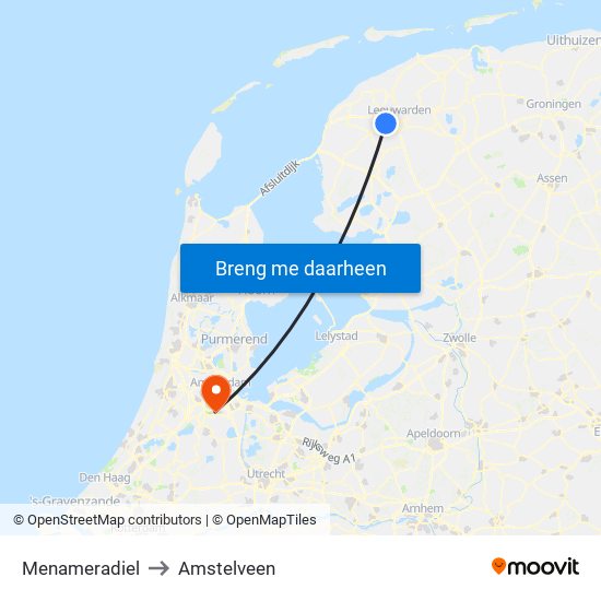 Menameradiel to Amstelveen map