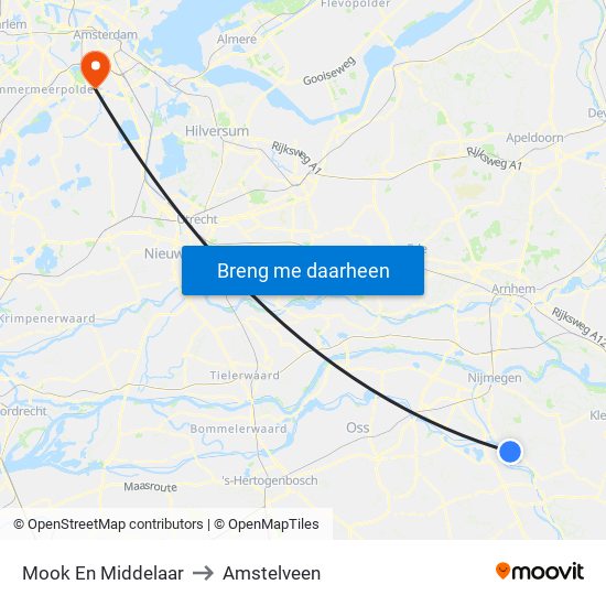 Mook En Middelaar to Amstelveen map