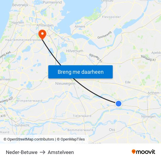 Neder-Betuwe to Amstelveen map