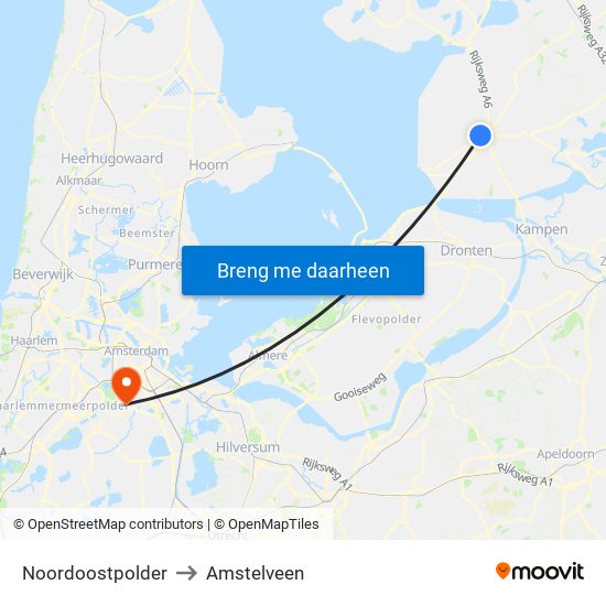 Noordoostpolder to Amstelveen map