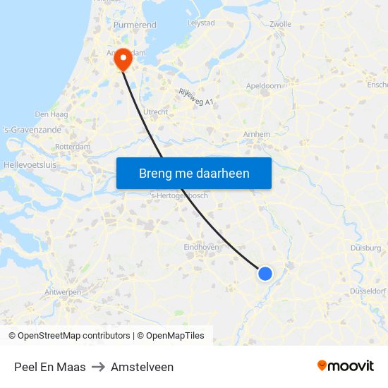 Peel En Maas to Amstelveen map