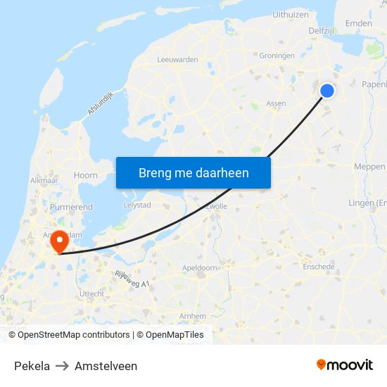 Pekela to Amstelveen map
