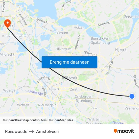 Renswoude to Amstelveen map