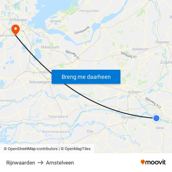 Rijnwaarden to Amstelveen map