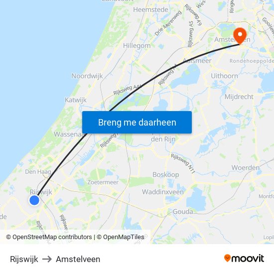 Rijswijk to Amstelveen map