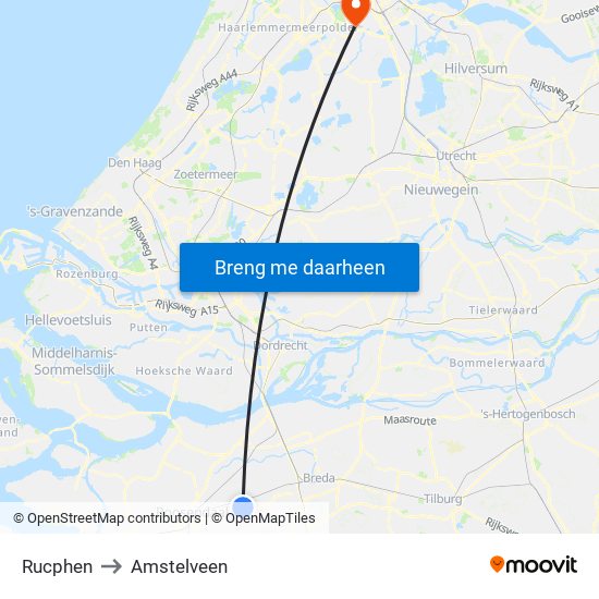 Rucphen to Amstelveen map