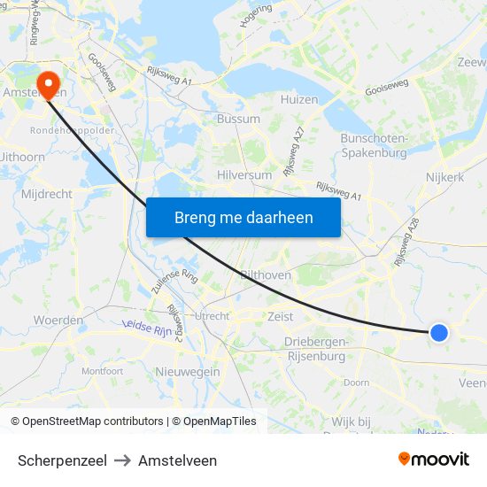 Scherpenzeel to Amstelveen map