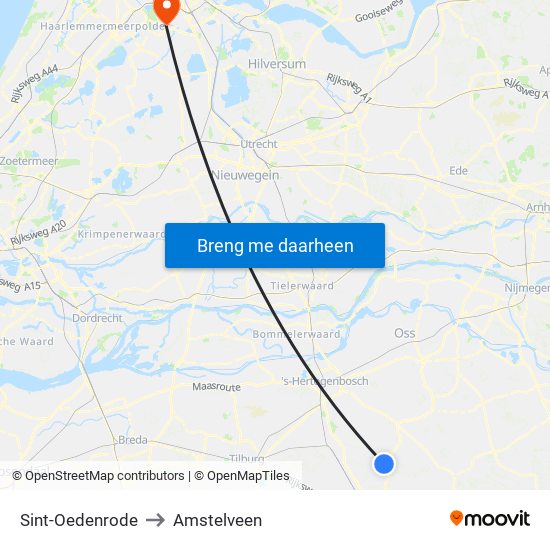 Sint-Oedenrode to Amstelveen map