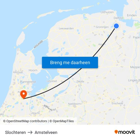 Slochteren to Amstelveen map