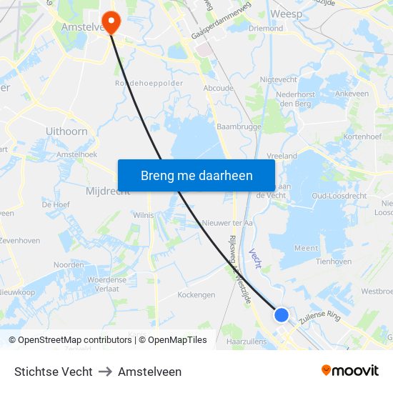 Stichtse Vecht to Amstelveen map