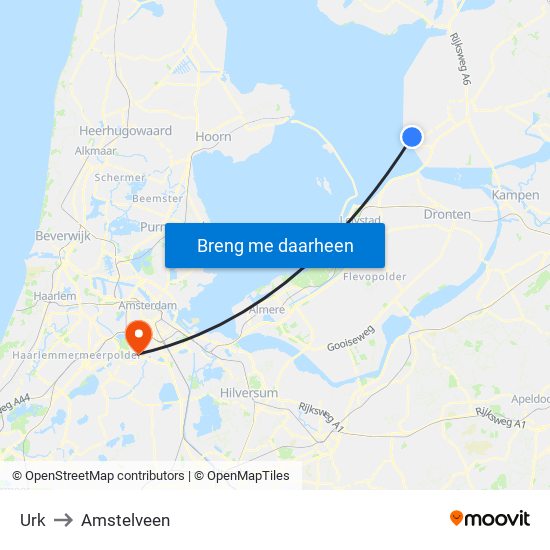 Urk to Amstelveen map