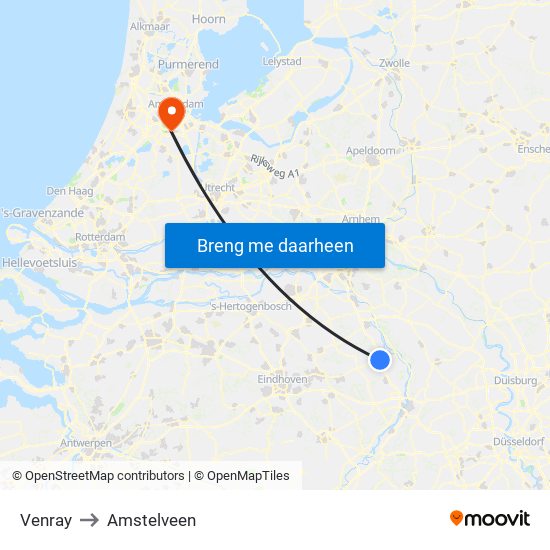 Venray to Amstelveen map