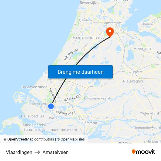Vlaardingen to Amstelveen map