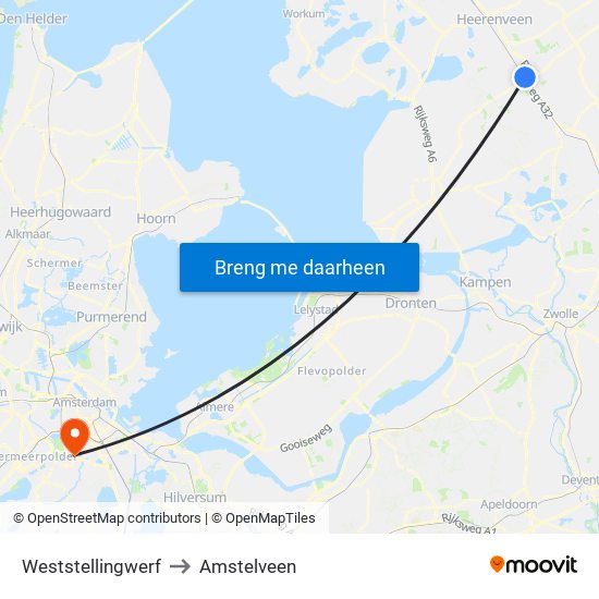 Weststellingwerf to Amstelveen map