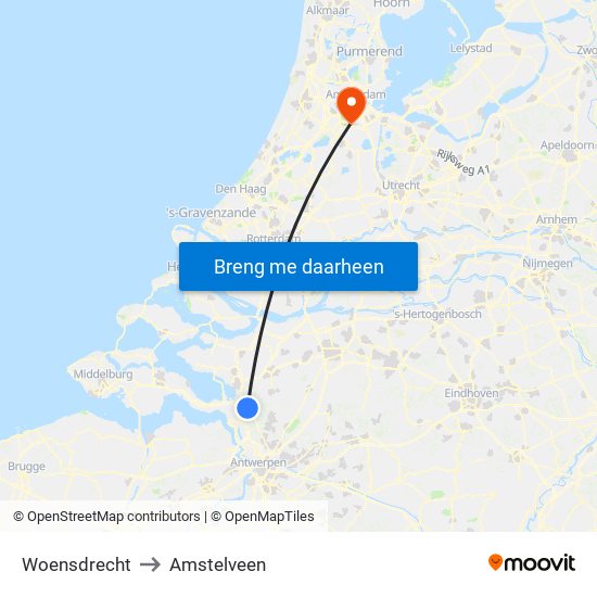 Woensdrecht to Amstelveen map