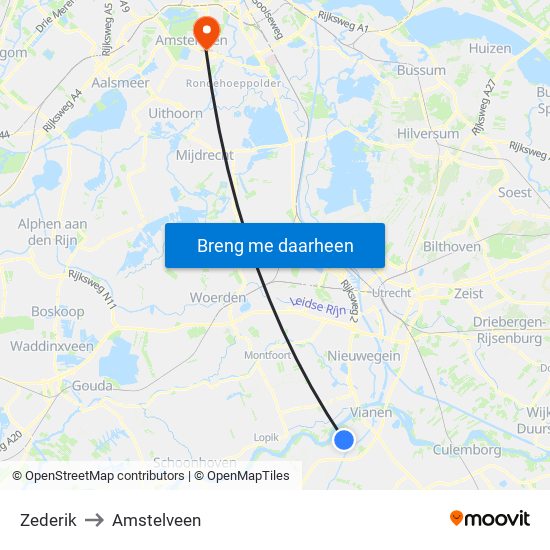 Zederik to Amstelveen map