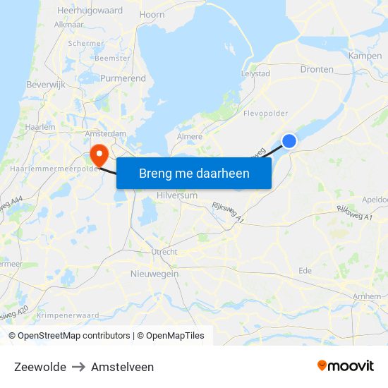 Zeewolde to Amstelveen map