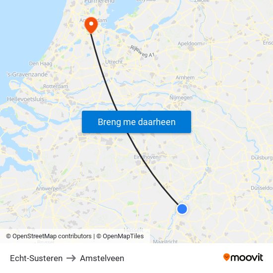 Echt-Susteren to Amstelveen map