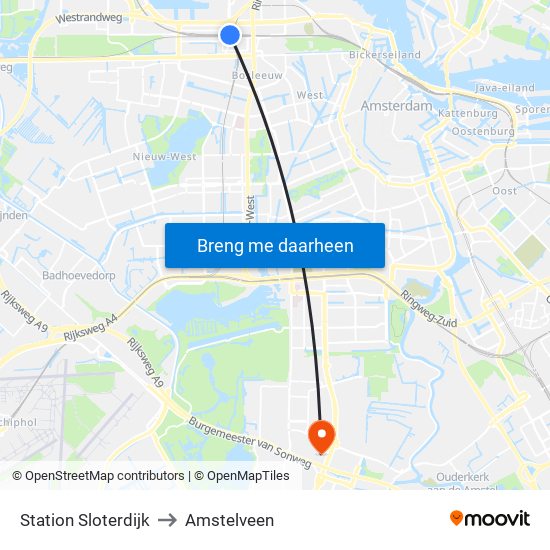 Station Sloterdijk to Amstelveen map