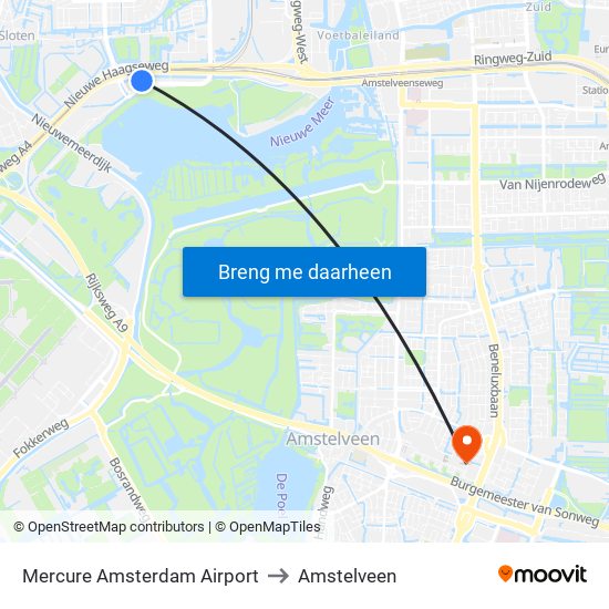 Mercure Amsterdam Airport to Amstelveen map