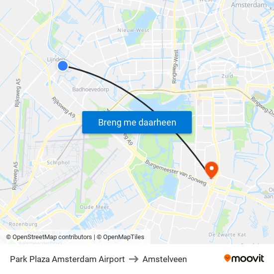 Park Plaza Amsterdam Airport to Amstelveen map