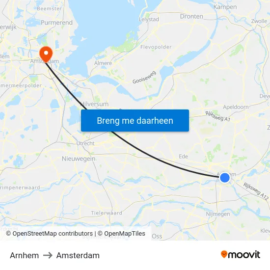 Arnhem to Amsterdam map