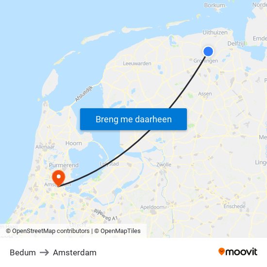 Bedum to Amsterdam map