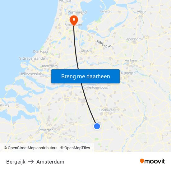 Bergeijk to Amsterdam map