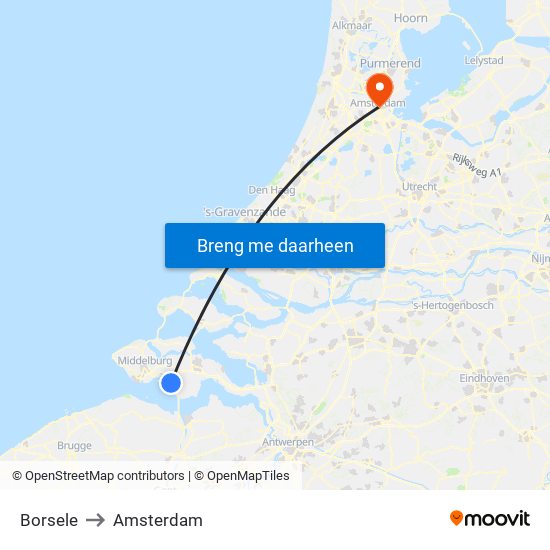 Borsele to Amsterdam map