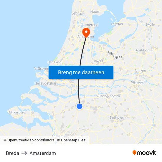 Breda to Amsterdam map