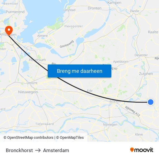 Bronckhorst to Amsterdam map