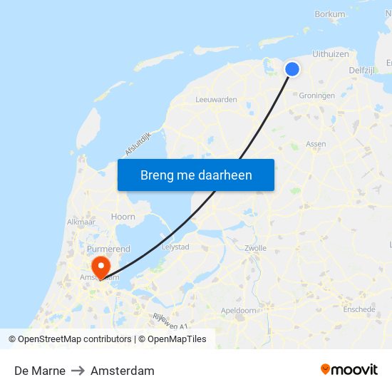 De Marne to Amsterdam map