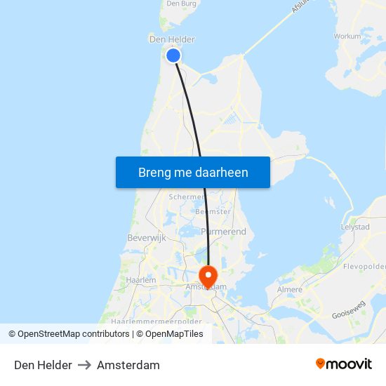 Den Helder to Amsterdam map