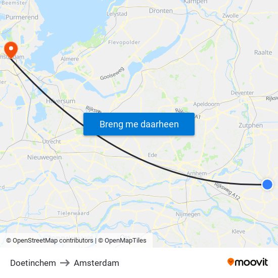 Doetinchem to Amsterdam map