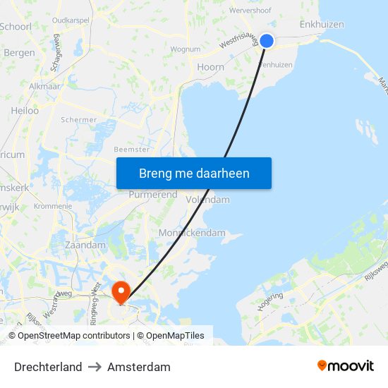 Drechterland to Amsterdam map