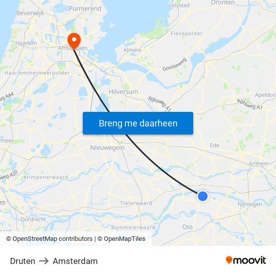 Druten to Amsterdam map