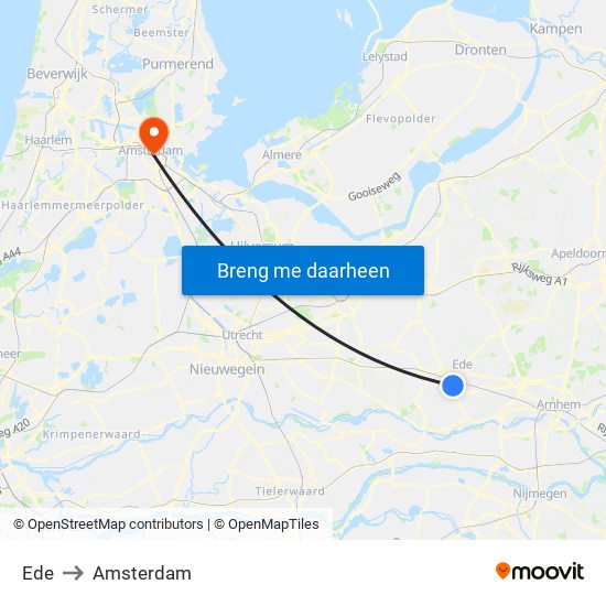 Ede to Amsterdam map