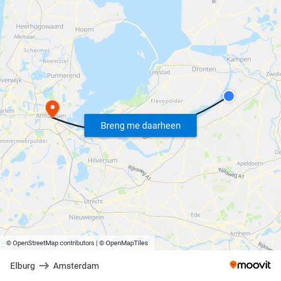 Elburg to Amsterdam map
