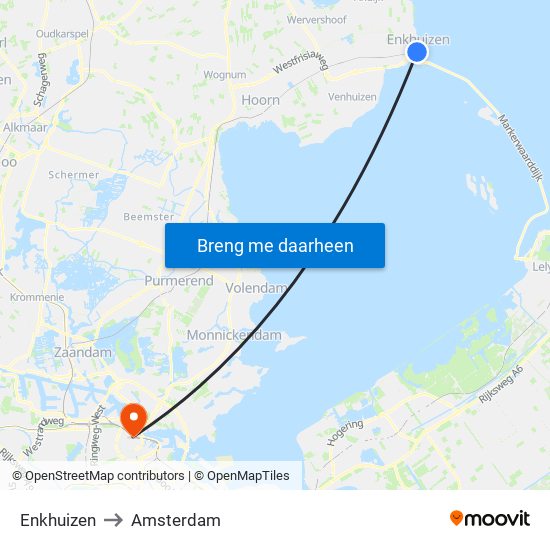 Enkhuizen to Amsterdam map