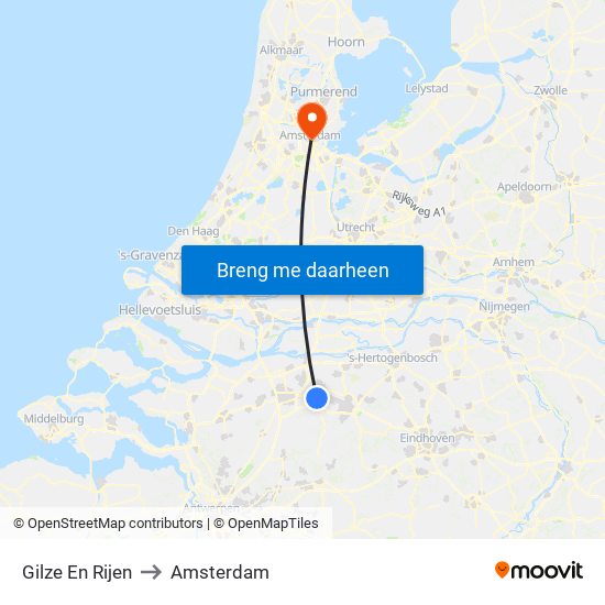 Gilze En Rijen to Amsterdam map