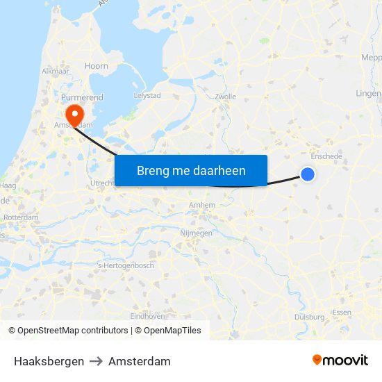 Haaksbergen to Amsterdam map