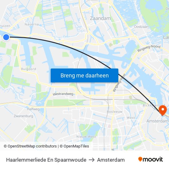 Haarlemmerliede En Spaarnwoude to Amsterdam map