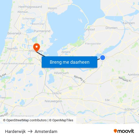 Harderwijk to Amsterdam map