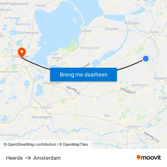 Heerde to Amsterdam map