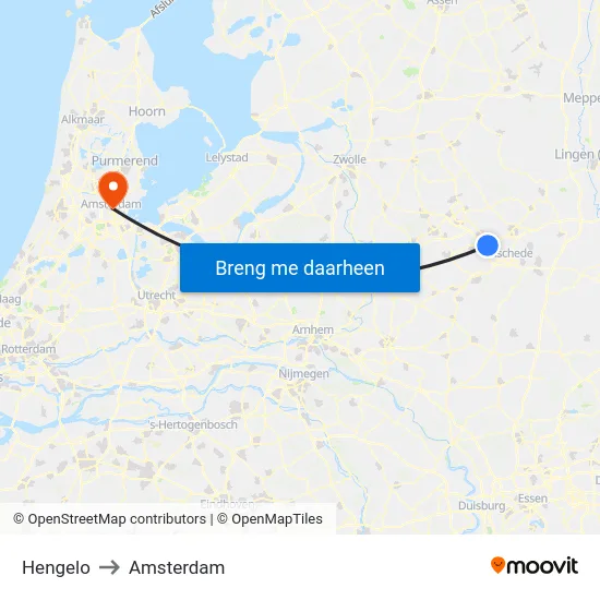 Hengelo to Amsterdam map