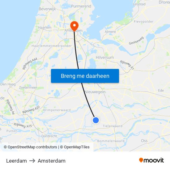 Leerdam to Amsterdam map