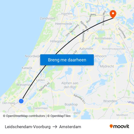 Leidschendam-Voorburg to Amsterdam map
