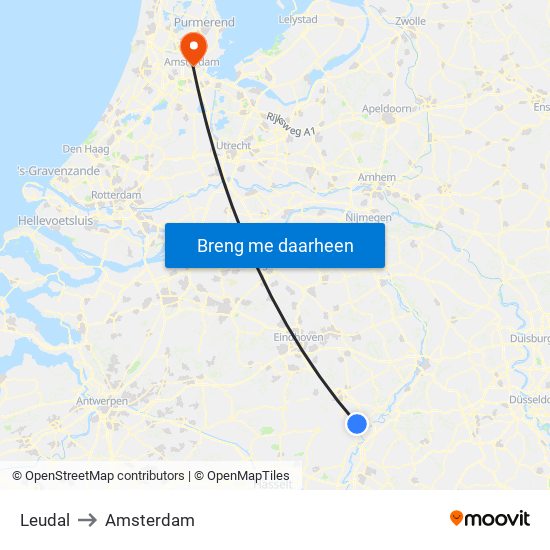 Leudal to Amsterdam map
