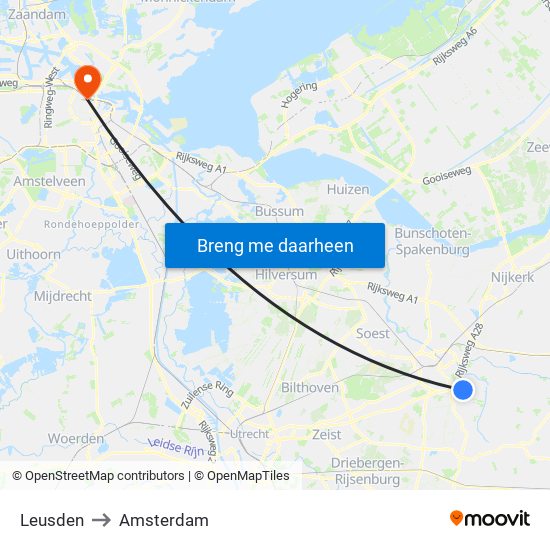 Leusden to Amsterdam map