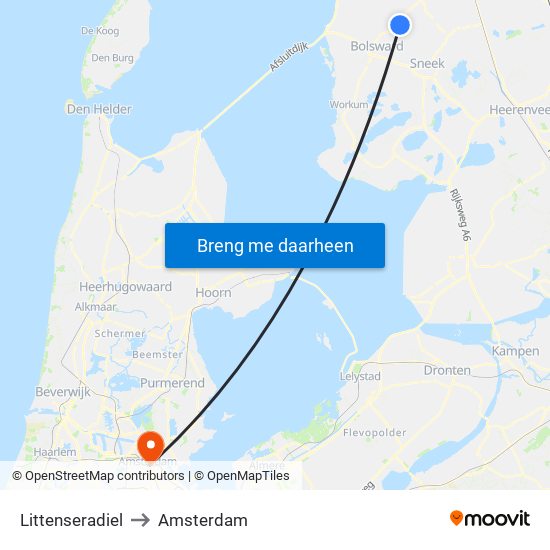 Littenseradiel to Amsterdam map